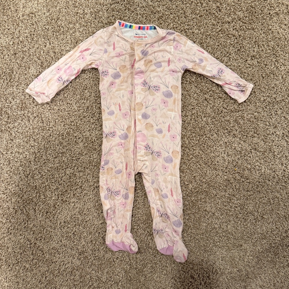 Magnetic Me Pink Floral Footie Pajamas